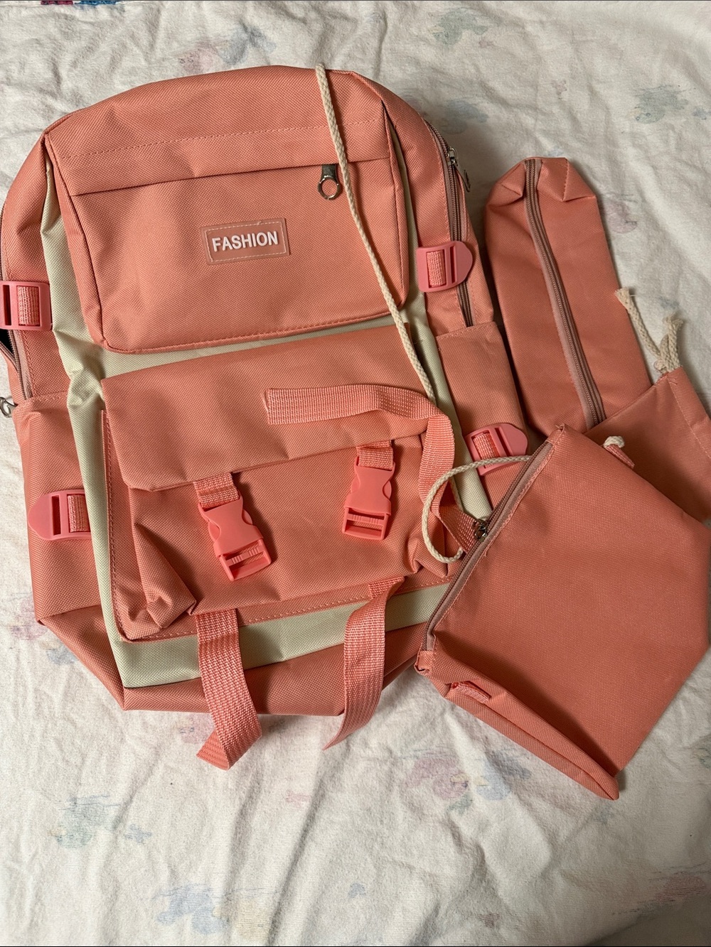 Coral Pink Women's Backpack Set by